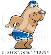 Cartoon Clipart Of A Swimmer Dog Diving Royalty Free Vector Illustration by Cory Thoman