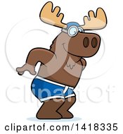 Cartoon Clipart Of A Swimmer Moose Diving Royalty Free Vector Illustration by Cory Thoman