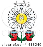 Poster, Art Print Of Drunk Daisy Flower Holding Cups