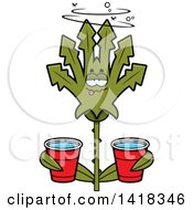 Poster, Art Print Of Drunk Cannabis Leaf Leaf Holding Cups