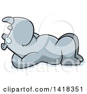 Cartoon Clipart Of A Relaxed Rhino Resting On His Back And Stargazing Royalty Free Vector Illustration by Cory Thoman