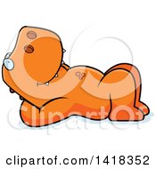 Cartoon Clipart Of A Relaxed Tyrannosaurus Rex Resting On His Back And Stargazing Royalty Free Vector Illustration