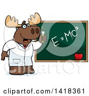 Poster, Art Print Of Professor Or Scientist Moose By A Chalkboard