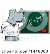 Poster, Art Print Of Professor Or Scientist Rhino By A Chalkboard