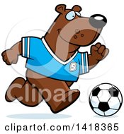 Poster, Art Print Of Sporty Bear Playing Soccer