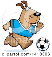 Cartoon Clipart Of A Sporty Dog Playing Soccer Royalty Free Vector Illustration