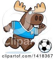 Poster, Art Print Of Sporty Moose Playing Soccer