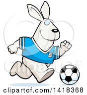 Cartoon Clipart Of A Sporty Rabbit Playing Soccer Royalty Free Vector Illustration