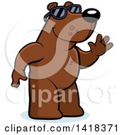 Cartoon Clipart Of A Friendly Bear Wearing Sunglasses And Waving Royalty Free Vector Illustration