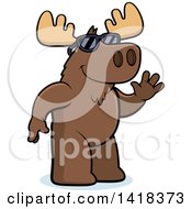 Poster, Art Print Of Friendly Moose Wearing Sunglasses And Waving