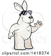 Cartoon Clipart Of A Friendly Rabbit Wearing Sunglasses And Waving Royalty Free Vector Illustration