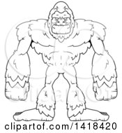 Poster, Art Print Of Black And White Lineart Bigfoot Sasquatch