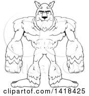 Cartoon Clipart Of A Black And White Lineart Werewolf Royalty Free Vector Illustration by Cory Thoman