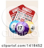 Poster, Art Print Of 3d Bingo Balls Over Cards On An Off White Background