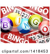 Poster, Art Print Of 3d Bingo Balls Over Cards