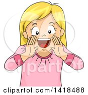 Poster, Art Print Of Blond Caucasian Girl Shouting And Framing Her Mouth