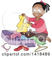 Poster, Art Print Of Happy African Girl Packing A Suitcase