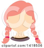 Clipart Of A Faceless White Girl With Pink Hair In Braids Royalty Free Vector Illustration