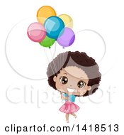Poster, Art Print Of Happy African Girl Holding Colorful Party Balloons