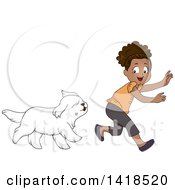 Poster, Art Print Of Happy African Girl Playing Chase With Her Dog