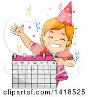 Poster, Art Print Of Happy Red Haired Caucasian Girl Scheduling A Birthday Party