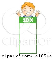 Red Haired Caucasian School Boy Over A Number 10 Times Table