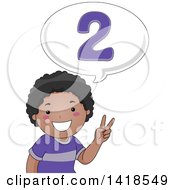 Clipart Of A Happy African School Boy Counting And Saying 2 Royalty Free Vector Illustration by BNP Design Studio
