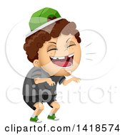 Clipart Of A Naughty Brunette Caucasian Boy Laughing And Bullying Royalty Free Vector Illustration