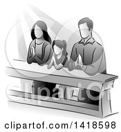 Poster, Art Print Of Grayscale Family Kneeling And Praying