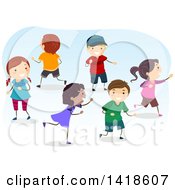 Poster, Art Print Of Group Of Children Playing A Game Of Tag