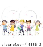 Poster, Art Print Of Group Of Children Playing Musical Instruments