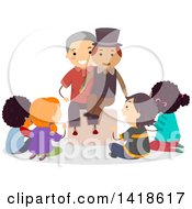 Poster, Art Print Of Group Of Children Sitting Around A Ventriloquist