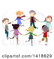 Poster, Art Print Of Group Of Children Playing Ring Around The Rosey