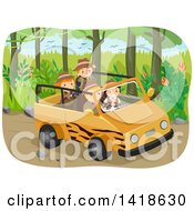 Poster, Art Print Of Group Of Safari Children In A Savari Vehicle