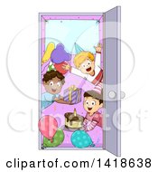 Poster, Art Print Of Group Of Children Welcoming In A Door At A Surprise Party