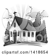 Poster, Art Print Of Grayscale Small Church Building