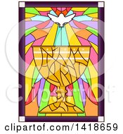Poster, Art Print Of Stained Glass Dove And Chalice Design