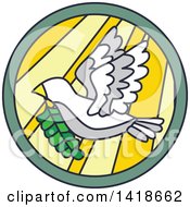 Clipart Of A Round Stained Glass Peace Dove Design Royalty Free Vector Illustration