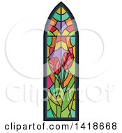 Clipart Of A Stained Glass Tulip Flower Window Design Royalty Free Vector Illustration by BNP Design Studio
