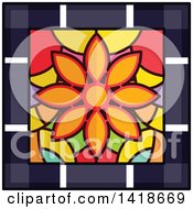 Poster, Art Print Of Stained Glass Flower Design