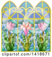 Stained Glass Window Design With Flowers
