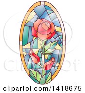 Poster, Art Print Of Stained Glass Oval Rose Design