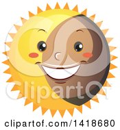 Clipart Of A Happy Sun During A Solar Eclipse Royalty Free Vector Illustration