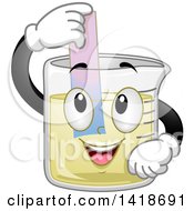 Clipart Of A Happy Science Beaker Mascot Performing A Litmus Test Royalty Free Vector Illustration
