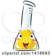 Clipart Of A Happy Science Container With Yellow Liquid Royalty Free Vector Illustration