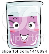 Clipart Of A Happy Purple Science Beaker Mascot Royalty Free Vector Illustration