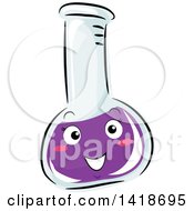 Clipart Of A Happy Science Container With Purple Liquid Royalty Free Vector Illustration