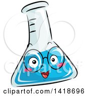 Clipart Of A Happy Science Container With Blue Liquid Royalty Free Vector Illustration by BNP Design Studio