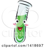 Clipart Of A Happy Science Test Tube With Green Liquid Royalty Free Vector Illustration