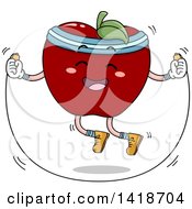 Poster, Art Print Of Red Apple Mascot Skipping Rope